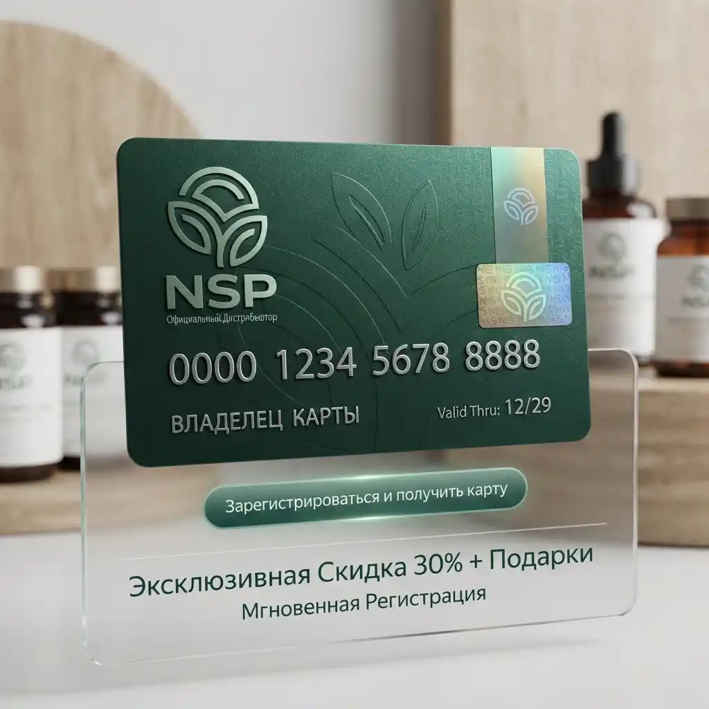 Дисконтная карта NSP — ваш личный доступ к партнёрским ценам 1 Дисконтная карта NSP — скидка до 30% на продукцию Nature's Sunshine